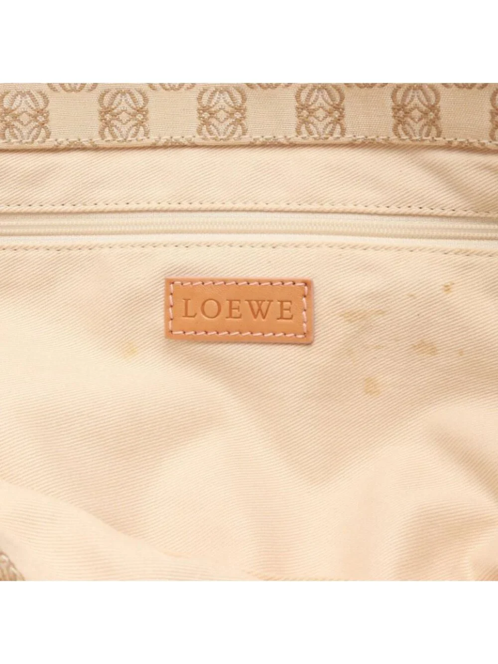 Loewe Tote Bag Repeat Anagram Beige Canvas Leather